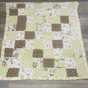 PInk & Gray Stripes & Poke-a-dots Flannel 40‎ x 48 Baby size Finished Baby Quilt